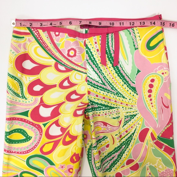 Tibi | Yellow Pink Paisley Crop Pants - Picture 4 of 7